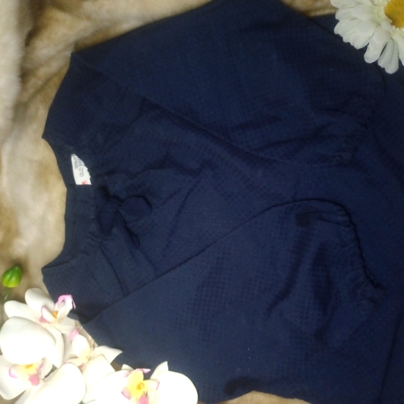 Old Navy 2T Toddler Girls long sleeve linen look top with bow - Picture 2 of 5